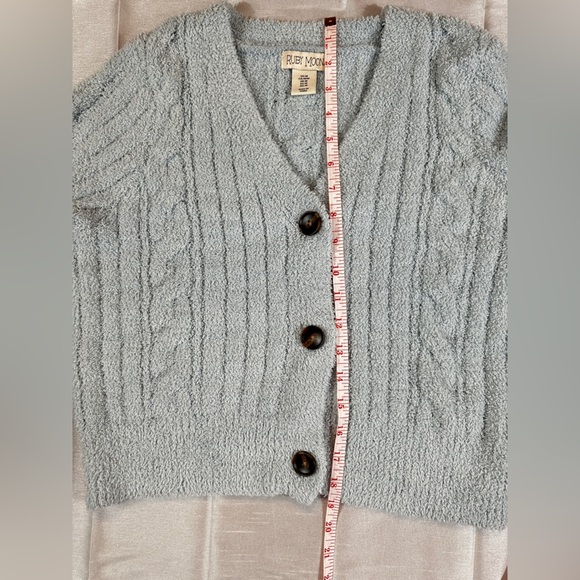 Ruby Moon Soft light Blue Knit Cropped Cardigan - Picture 6 of 8